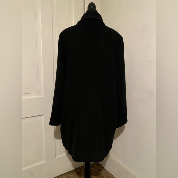 Loft Ann Taylor wool Sherpa moto zipper long black winter coat jacket oversized - Picture 3 of 12